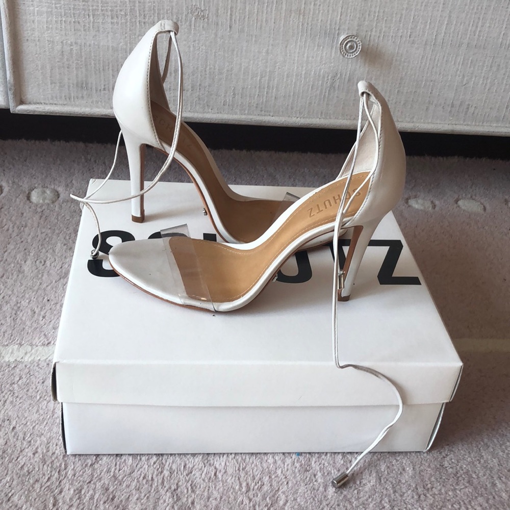 Schutz Josseana Transparent Pearl heels size 8